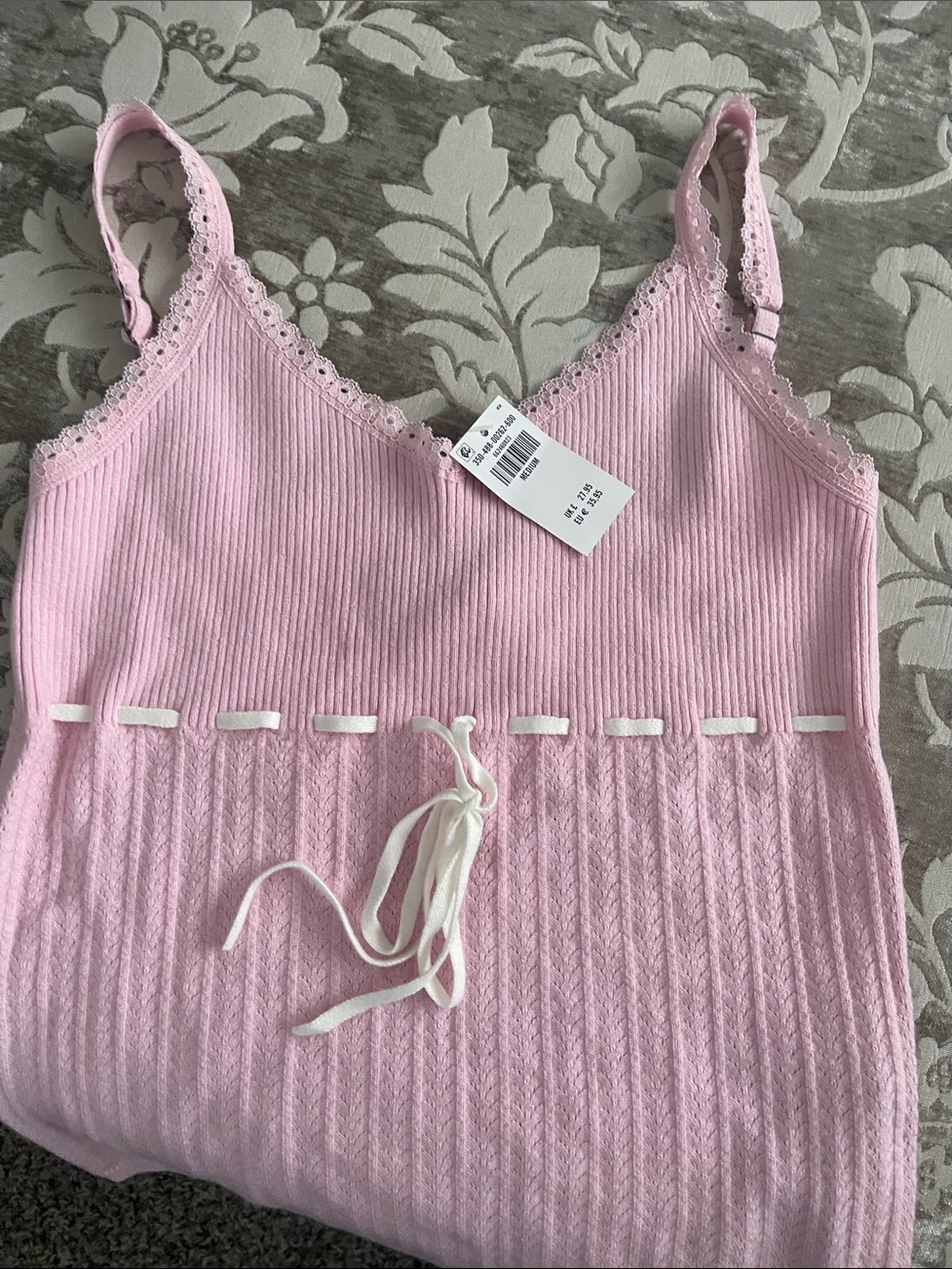 Hollister Pink Ribbed Lace-Trim Tank Top